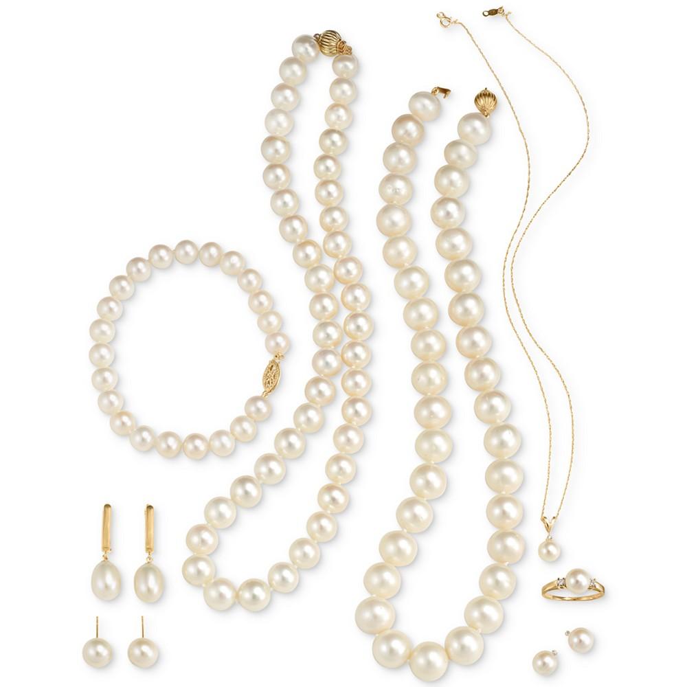 Pearl Cultured Freshwater Pearl (6-1/2mm) and Diamond Accent Pendant Necklace in 14k Gold商品第2张图片规格展示