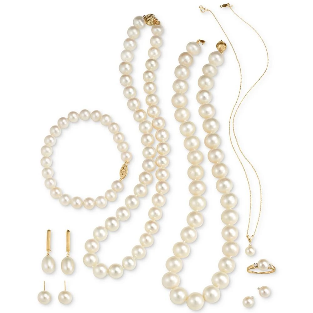 商品Belle de Mer|14k Gold Earrings, Cultured Freshwater Pearl (7mm) and Diamond Accent Stud Earrings,价格¥1540,第3张图片详细描述