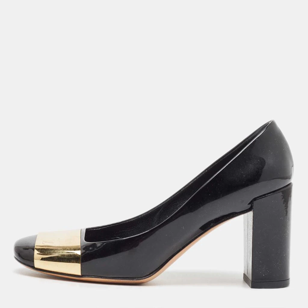 商品[二手商品] Louis Vuitton|Louis Vuitton Black Patent Leather Gold Plate Block Heel Pumps Size 36,价格¥3198,第1张图片