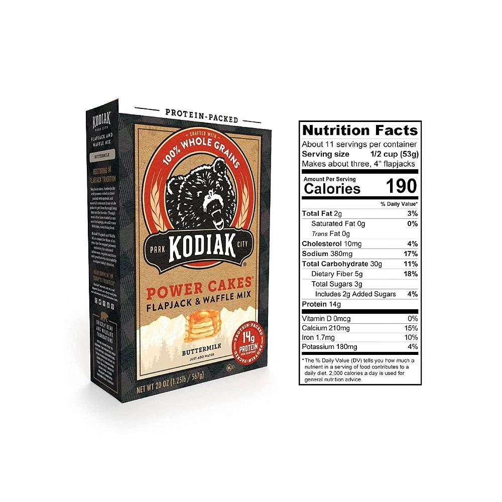 商品Kodiak Cakes|Power Cakes Flapjack & Waffle Mix - Case of 6 - 20 OZ,价格¥444,第3张图片详细描述