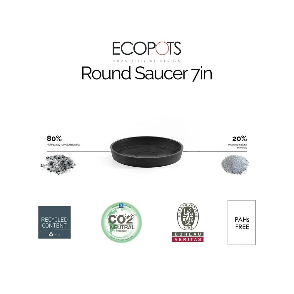 商品ECOPOTS|Round Plastic Flower Pot Saucer, Dark Grey, 7",价格¥88,第2张图片详细描述