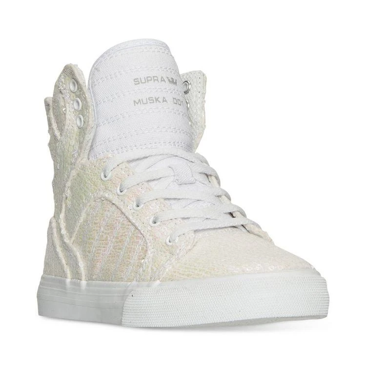 商品Supra|女小童Supra Little Girls' Skytop Sequin High-Top Casual Sneakers from Finish Line,价格¥84,第1张图片