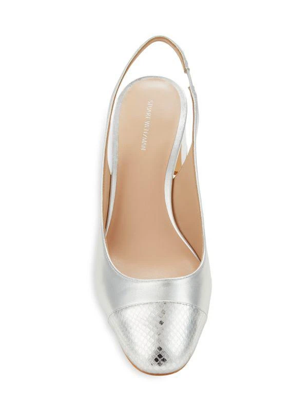 商品Stuart Weitzman|Milla Python Embossed Block Heel Slingback Pumps,价格¥1352,第5张图片详细描述