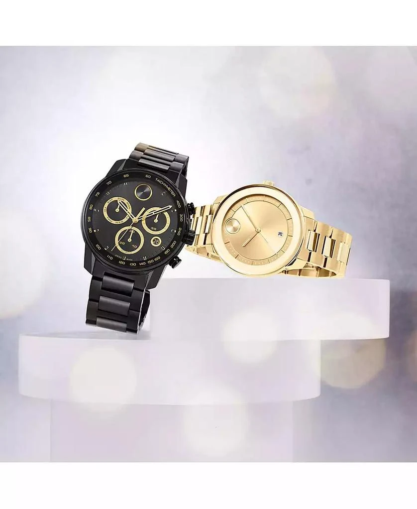 商品Movado|Men's Bold Verso Swiss Quartz Chronograph Ionic Plated Black Steel Bracelet Watch 44mm,价格¥7408,第4张图片详细描述
