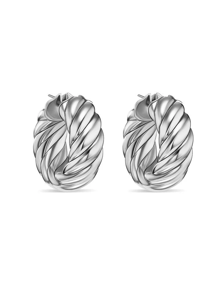 商品David Yurman|Sculpted Cable Hoop Earrings in Sterling Silver, 25MM,价格¥5807,第1张图片