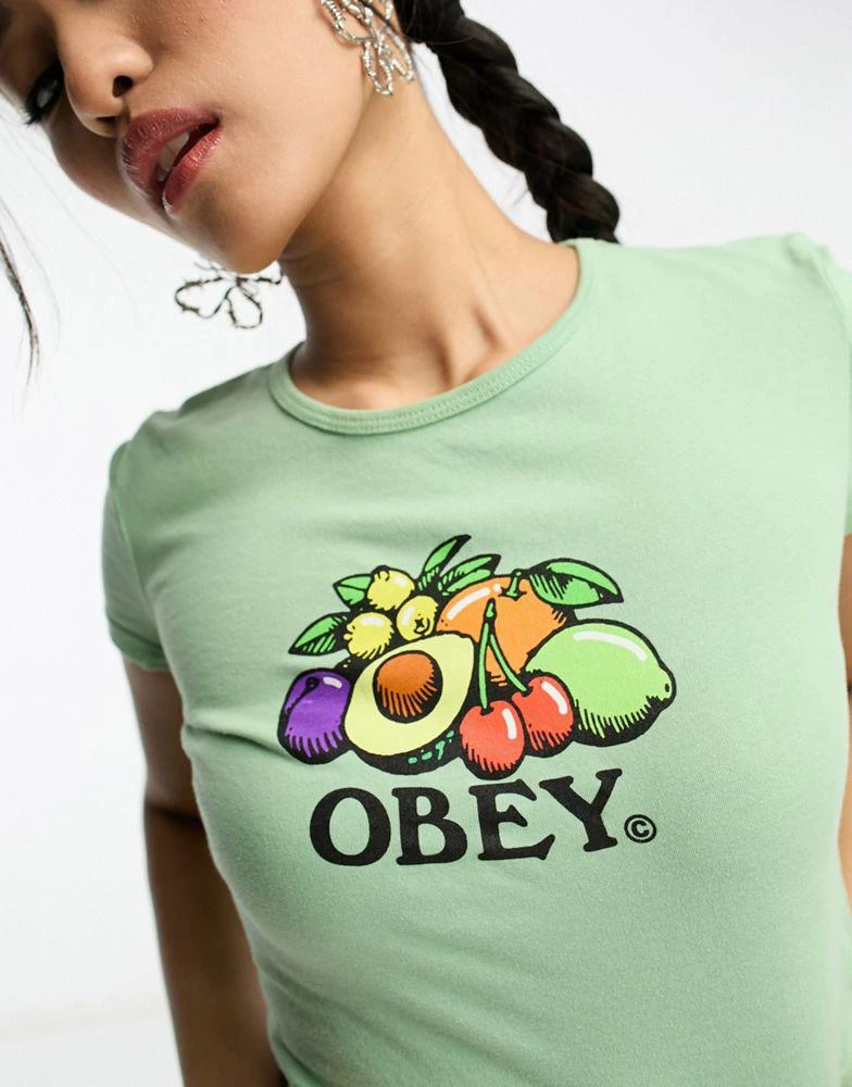 商品Obey|Obey bowl of fruit cropped t-shirt in green,价格¥227,第4张图片详细描述