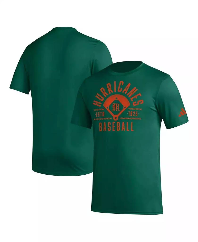 商品Adidas|Men's Green Distressed Miami Hurricanes Exit Velocity Baseball Pregame AEROREADY T-shirt,价格¥223,第1张图片