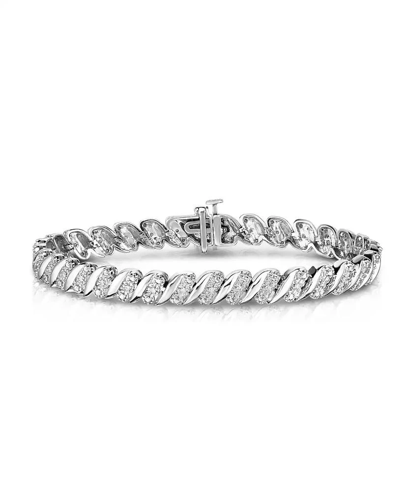 商品Macy's|Diamond (1/4 ct. t.w.) Zig Zag Bracelet in Sterling Silver,价格¥748,第2张图片详细描述