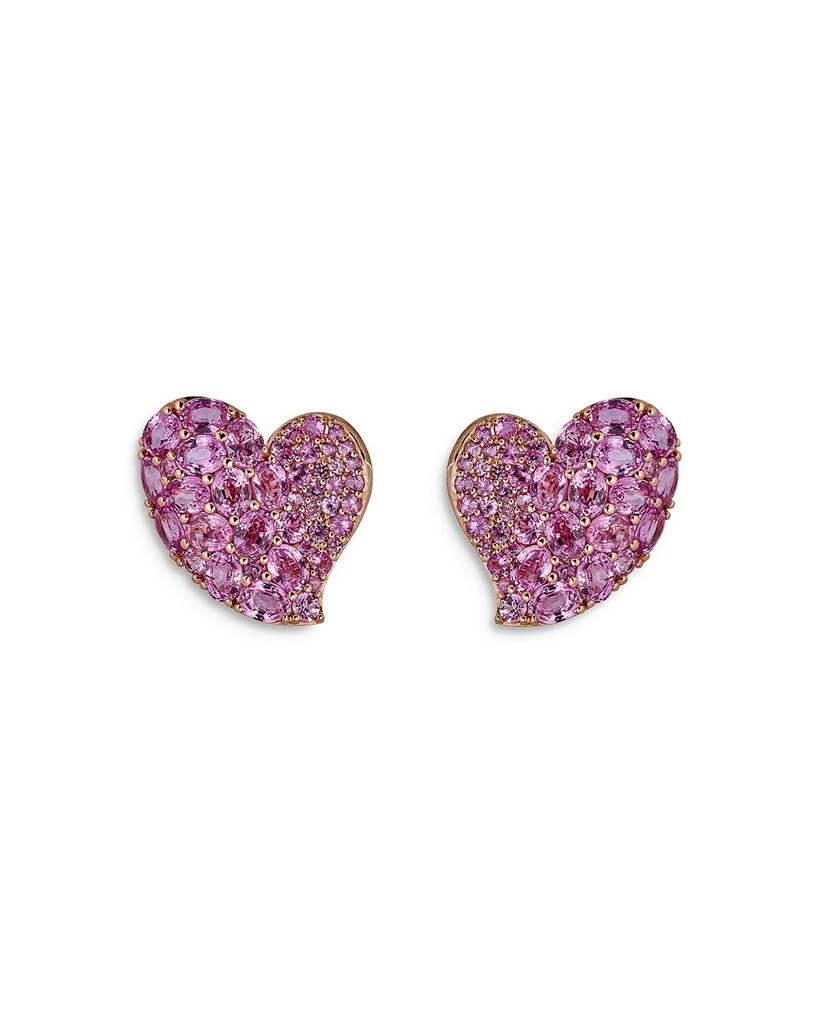 商品Piranesi|18K Rose Gold Wave Heart Pink Sapphire Pavé Stud Earrings,价格¥63149,第1张图片