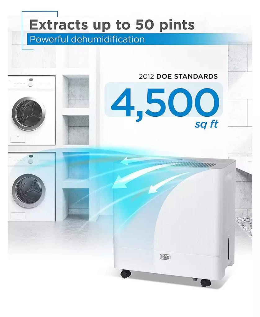 商品Black & Decker|4500 Sq. Ft. Dehumidifier for Large Spaces and Basements, Energy Star Certified,价格¥1696,第4张图片详细描述