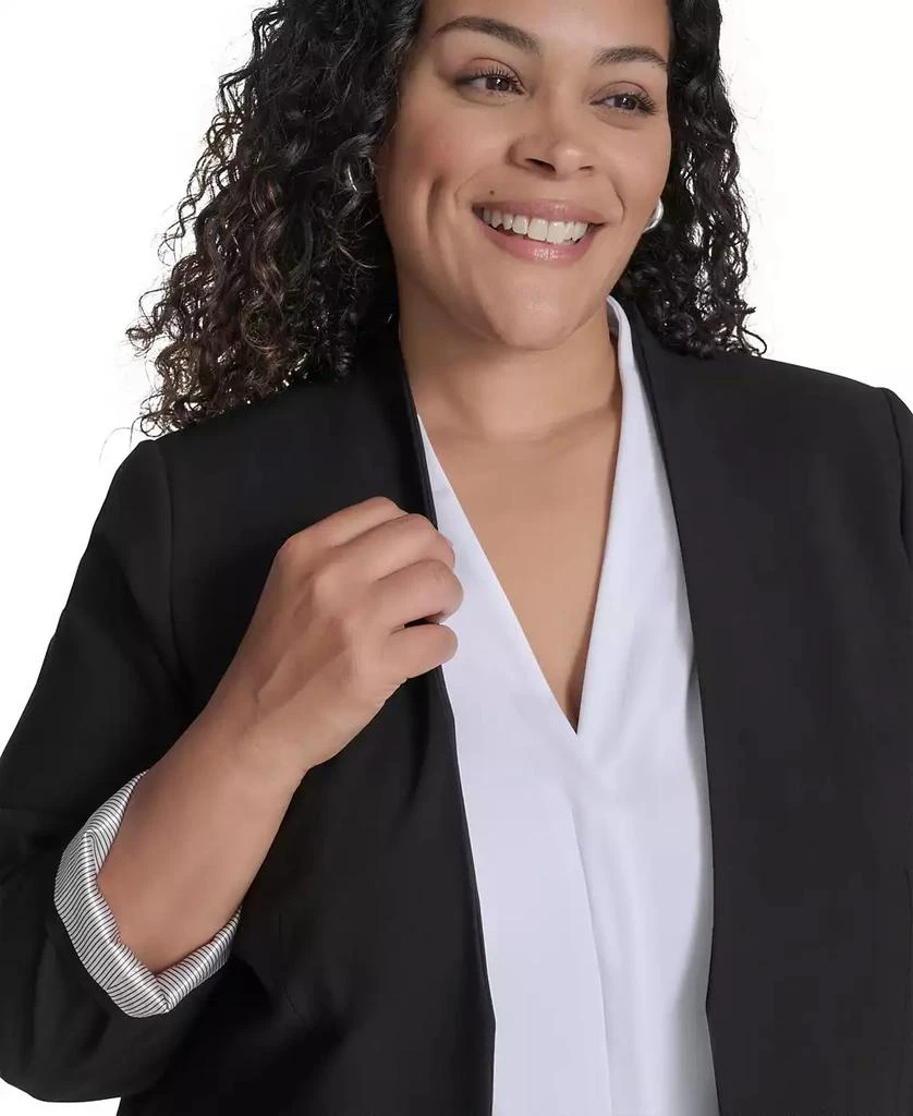 商品Calvin Klein|Plus Size Collarless Open-Front Topper Jacket,价格¥829,第3张图片详细描述