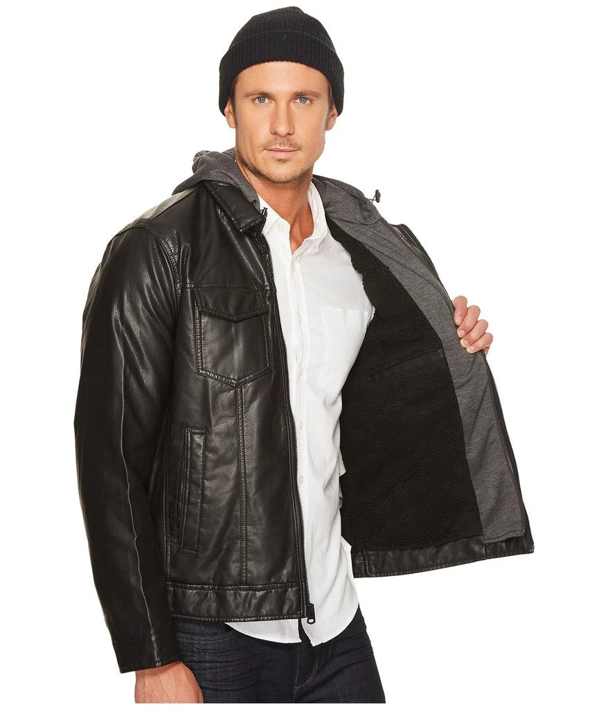 Faux Leather Trucker with Jersey Hood and Fleece Lining 商品