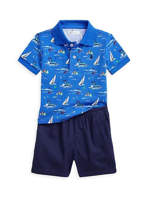 商品Ralph Lauren|Baby Boy's 2-Piece Mesh Polo Shirt & Chino Short Set,价格¥239,第1张图片