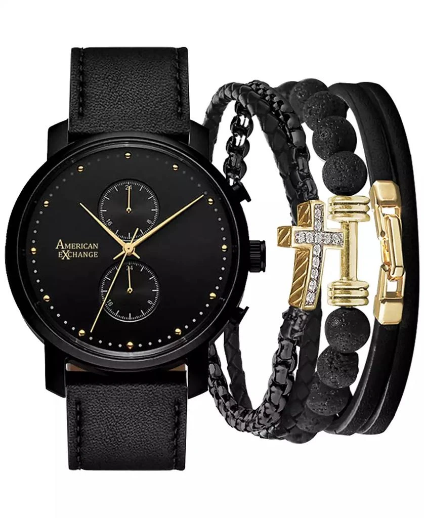 商品American Exchange|Men's Black Silicone Strap Watch 47mm Gift Set,价格¥189,第1张图片