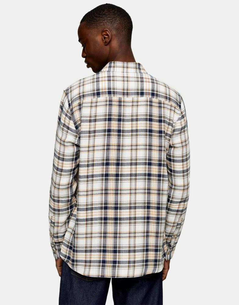 商品Topman|Topman long sleeve check shirt in khaki and yellow,价格¥141,第2张图片详细描述