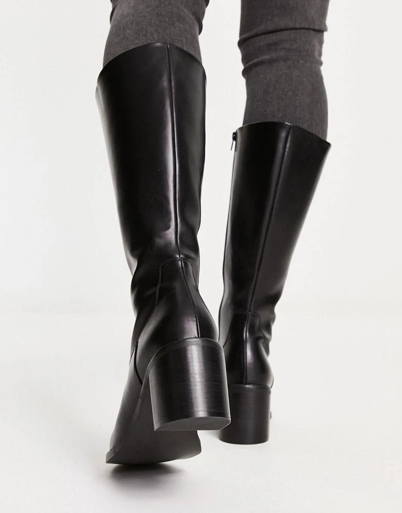 商品ASOS|ASOS DESIGN heeled chelsea calf boot in black faux leather,价格¥515,第2张图片详细描述