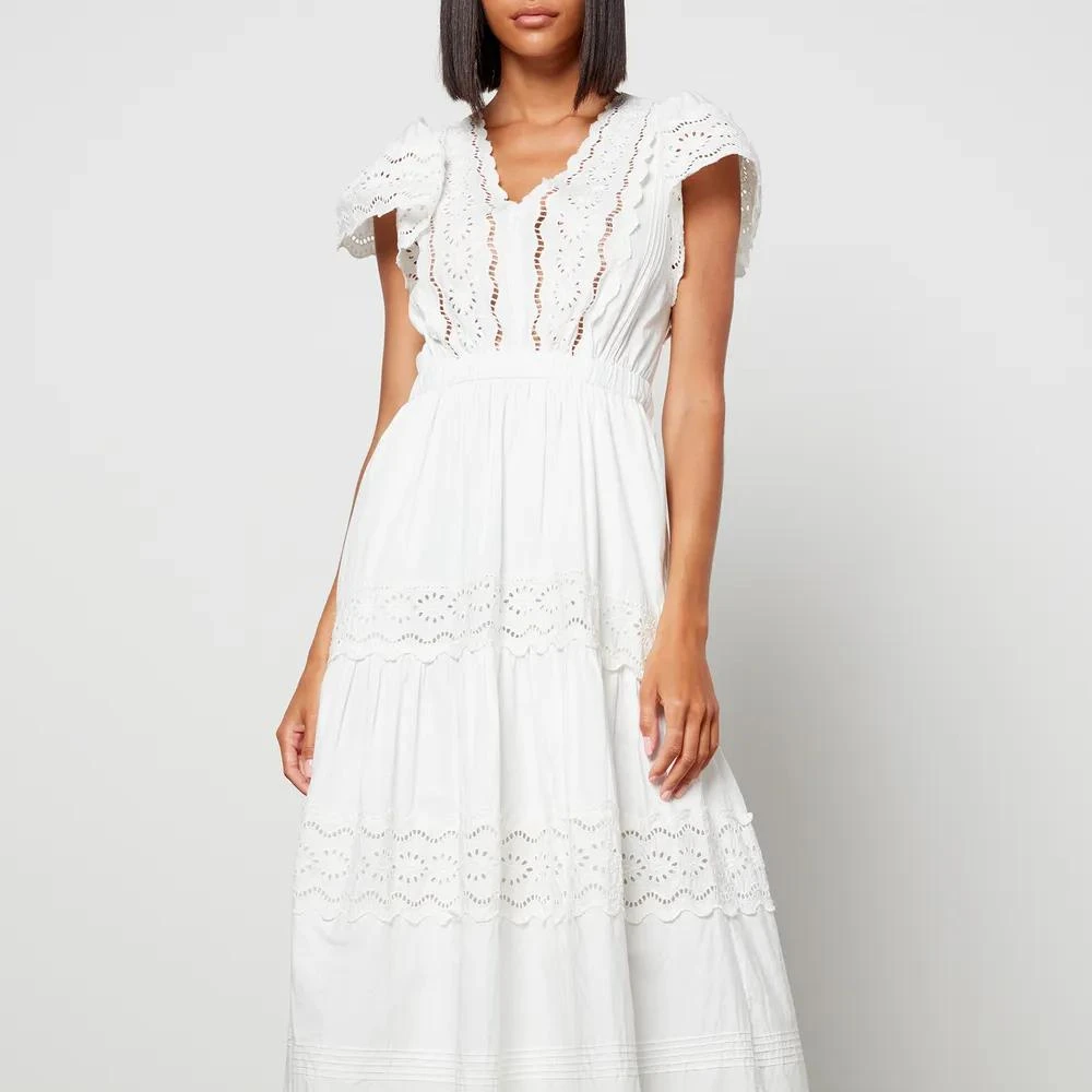 商品Sea New York|Sea New York Women's Georgina Eyelet Flutter Sleeveless V-Neck Dress,价格¥2310,第3张图片详细描述