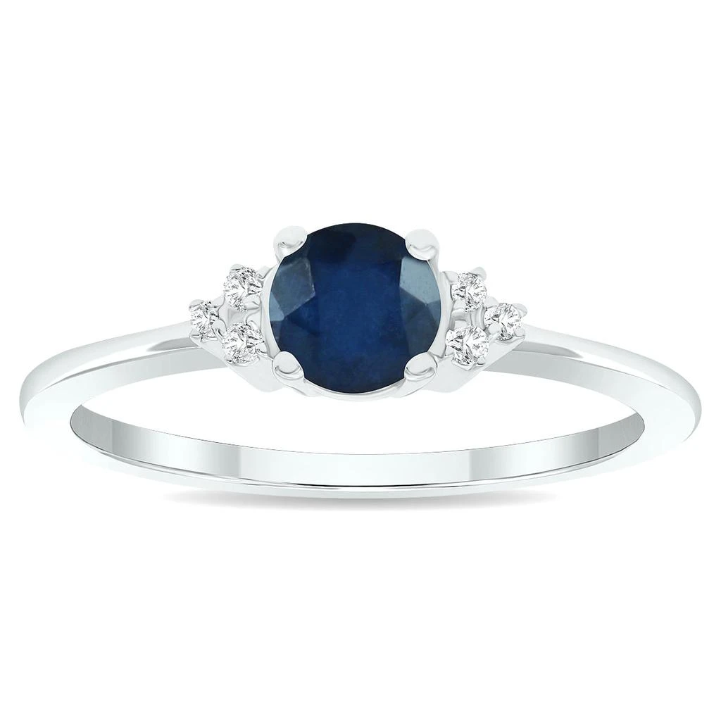 商品SSELECTS|Women's Sapphire And Diamond Half Moon Ring In 10K White Gold,价格¥1802,第1张图片