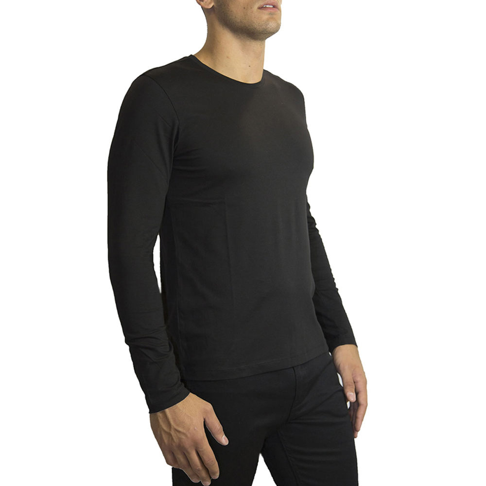 HUGO BOSS 男士黑色棉质长袖T恤 LEO80-50271298-001商品第3张图片规格展示