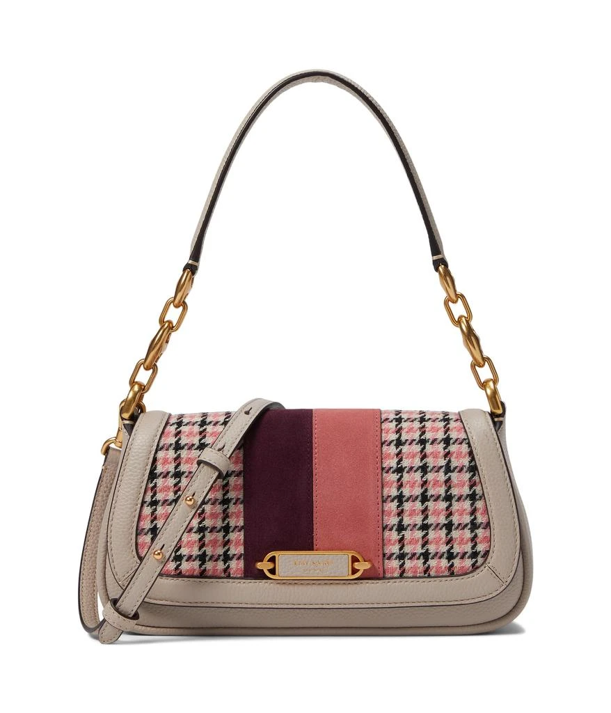 商品Kate Spade|Gramercy Racing Stripe Plaid Twill Fabric Small Flap Shoulder,价格¥1473,第1张图片