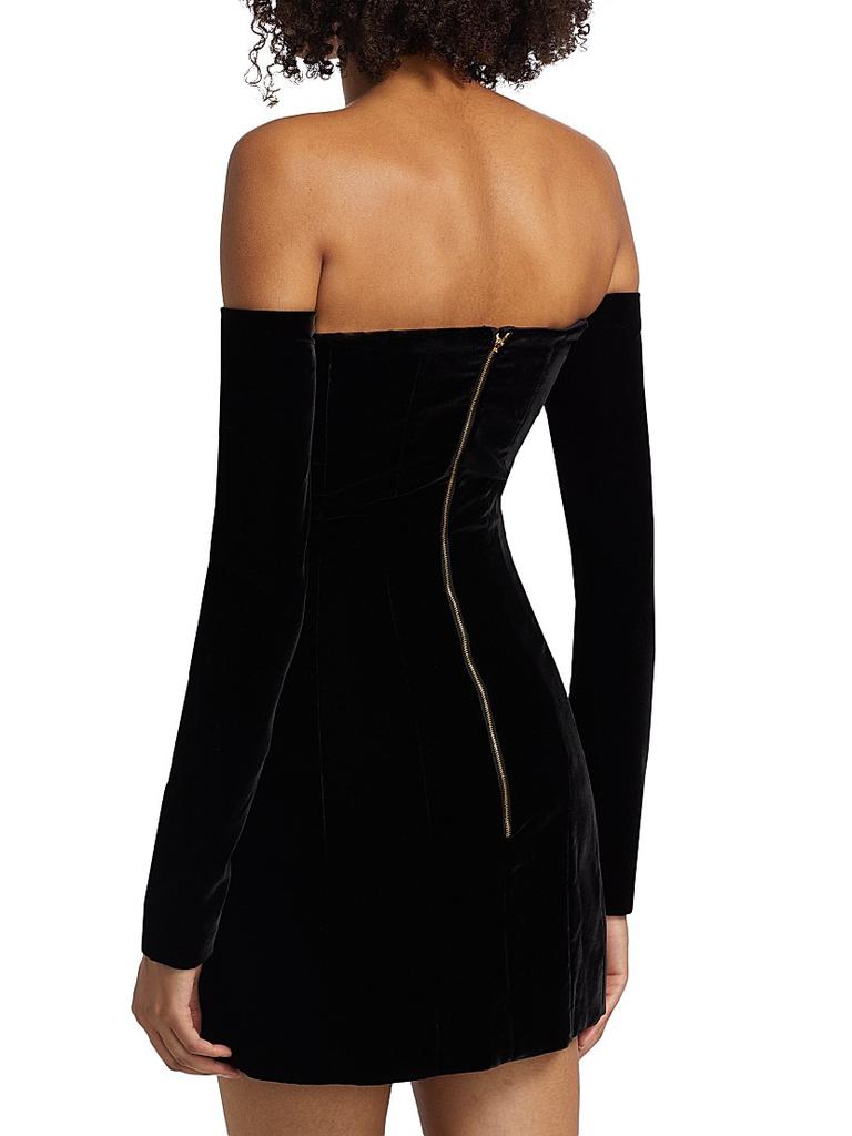 Nina Ricci Fluid Velvet Off-the-Shoulder Minidress - Dresses