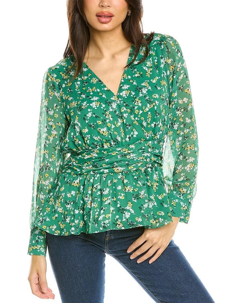 商品Vince Camuto|Vince Camuto V-Neck Ditsy Wrap Top,价格¥285,第1张图片