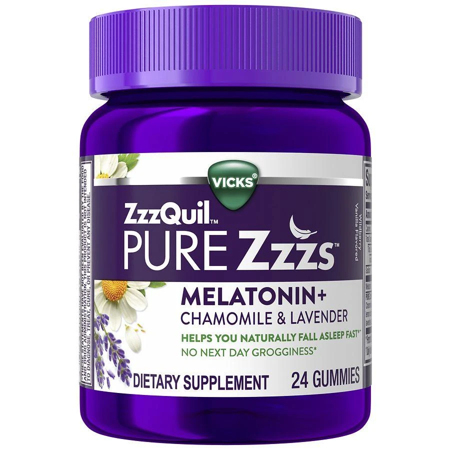 商品Vicks|Melatonin Sleep Aid Gummies, Helps You Fall Asleep Naturally Wildberry Vanilla,价格¥90,第1张图片
