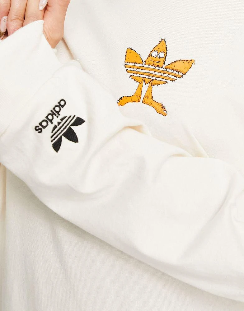 商品Adidas|adidas Originals graphic trefoil long sleeve t-shirt in off white,价格¥409,第3张图片详细描述