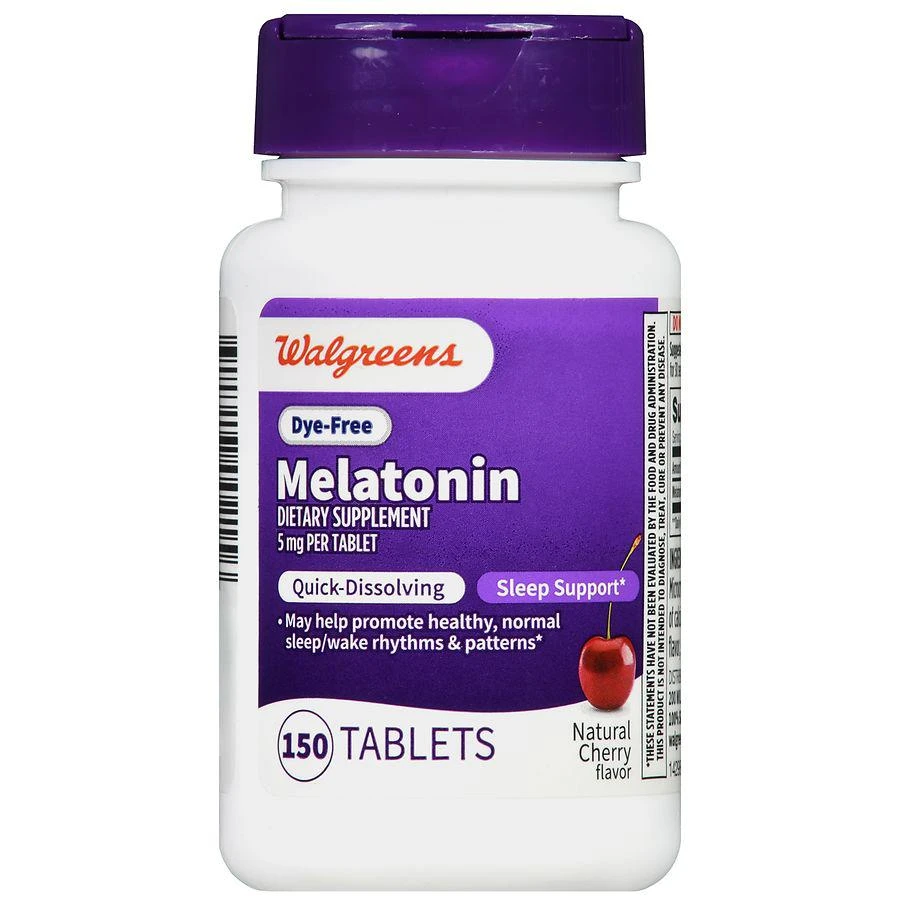 商品Walgreens|Dye-Free Melatonin 5 mg Tablets (150 days) Natural Cherry,价格¥117,第2张图片详细描述