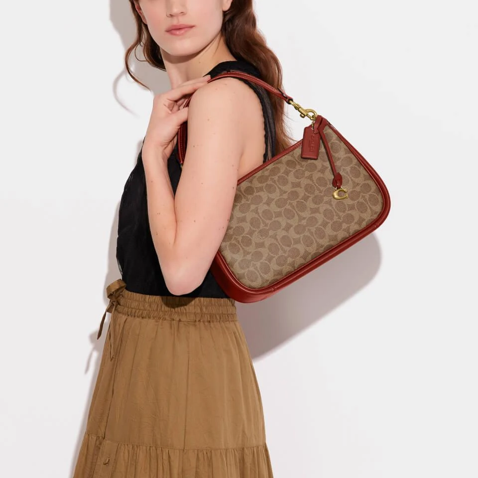 商品Coach|Coach Cary Monogram Coated-Canvas and Leather Shoulder Bag,价格¥2707,第2张图片详细描述