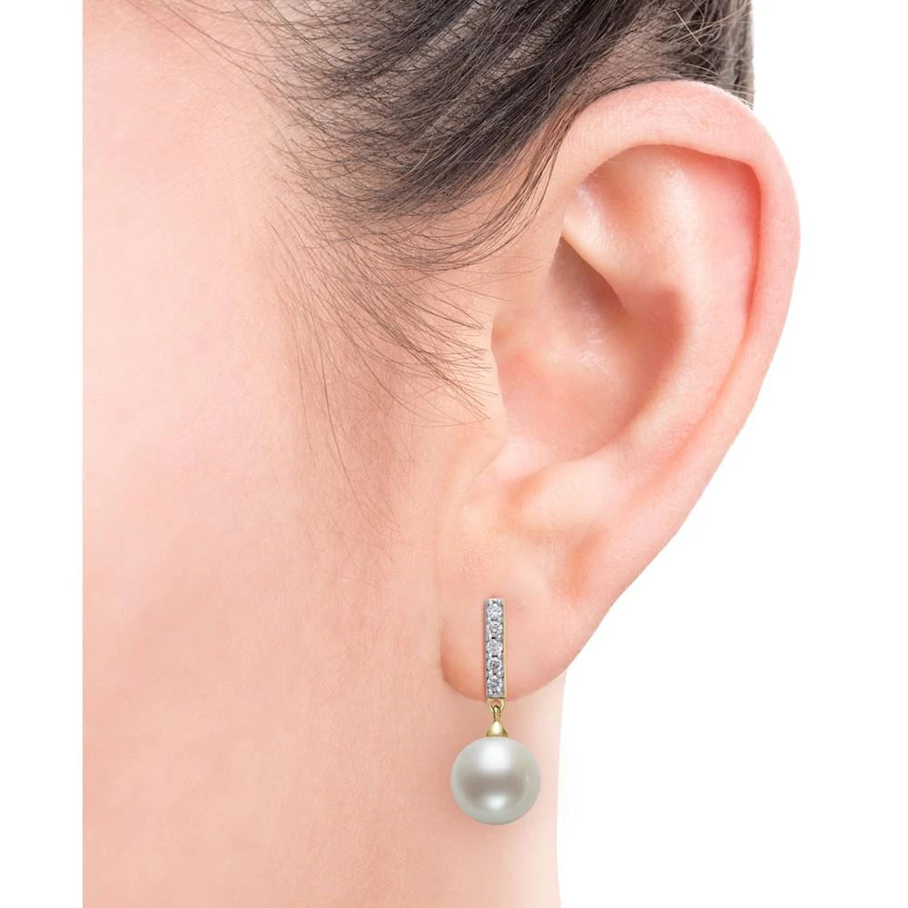 商品Belle de Mer|Cultured Freshwater Pearl (8mm) & Diamond (1/6 ct. t.w.) Drop Earrings in 14k Gold, Created for Macy's,价格¥14870,第2张图片详细描述