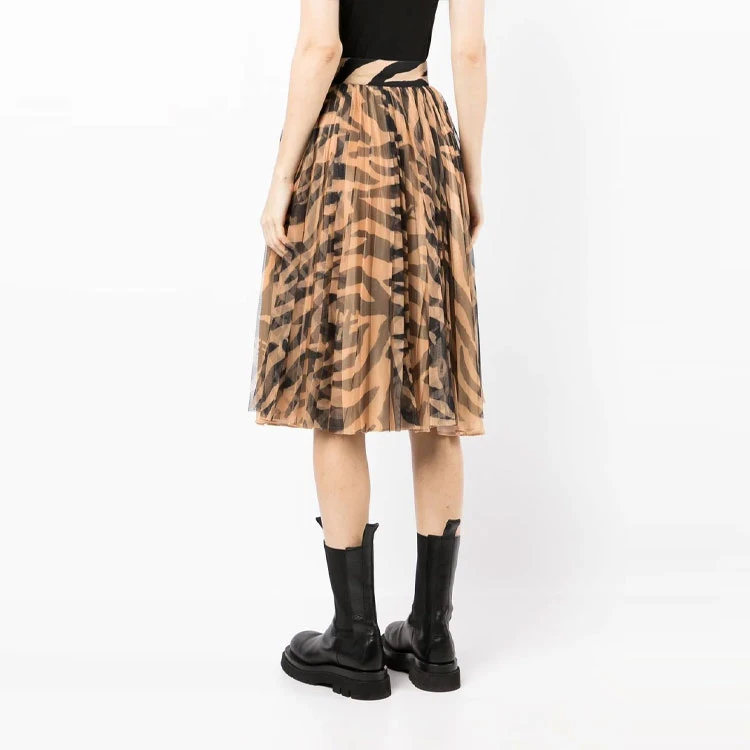 商品[国内直发] Off-White|SS22 斑马纹高腰伞形中裙 宽松版型 褐色,价格¥8125,第4张图片详细描述