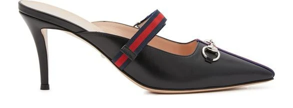 商品Gucci|Webbed leather mules,价格¥5511,第1张图片