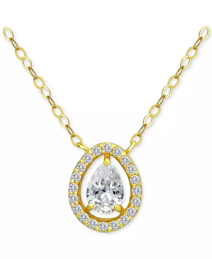 商品Giani Bernini|Cubic Zirconia Pear Halo Pendant Necklace in 18k Gold-Plated Sterling Silver, 16" + 2", Created for Macy's,价格¥497,第1张图片