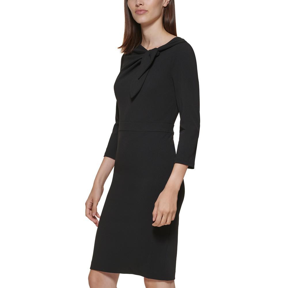 商品Calvin Klein|Scuba-Crepe Bow-Neck Sheath Dress,价格¥552,第5张图片详细描述