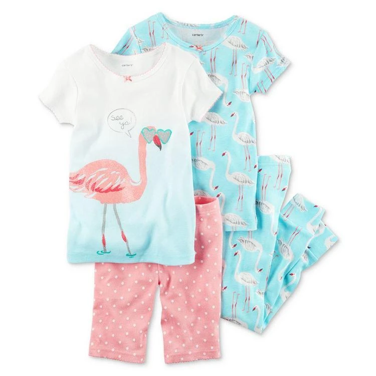 商品Carter's|女婴4-Pc. Flamingos Cotton Pajama Set, Baby Girls (0-24 months),价格¥72,第2张图片详细描述