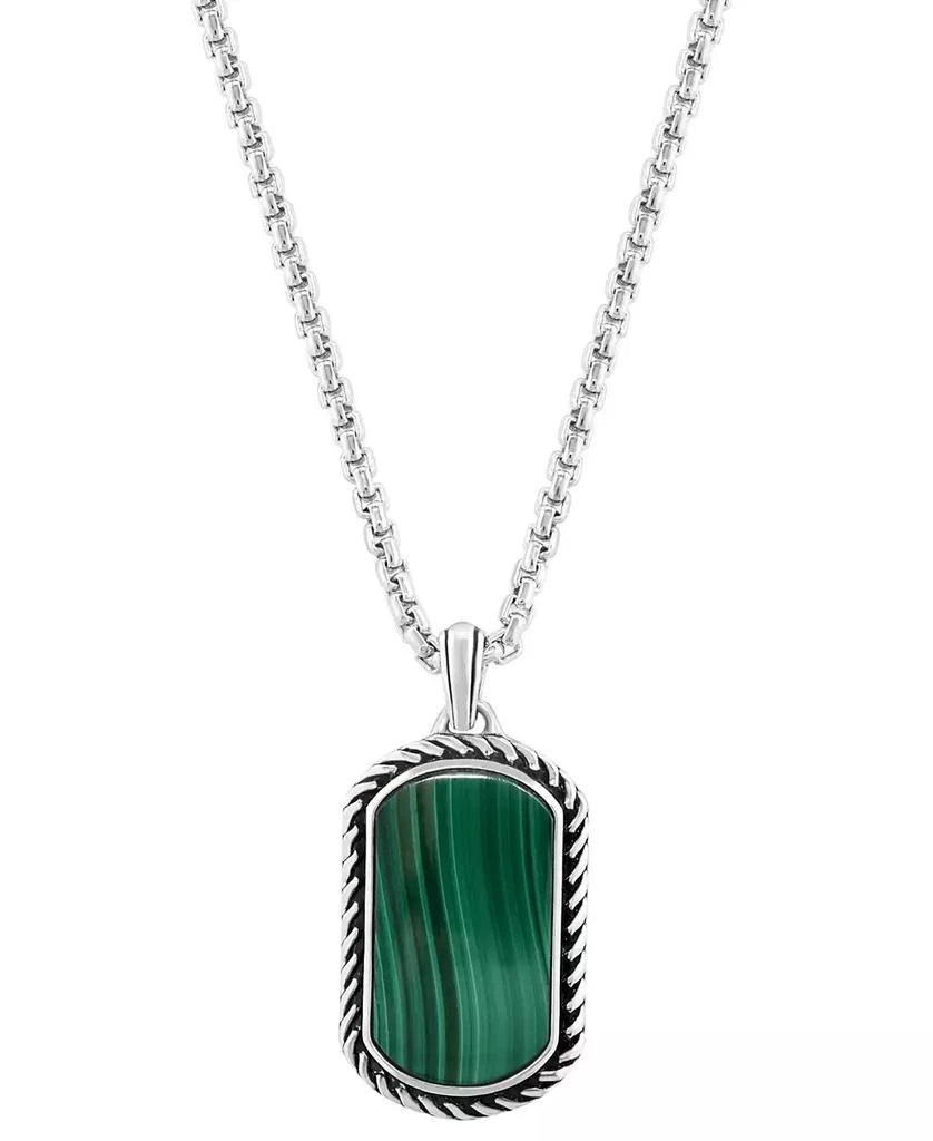 商品Effy|EFFY® Men's Malachite Dog Tag 22" Pendant Necklace in Sterling Silver,价格¥2674,第1张图片