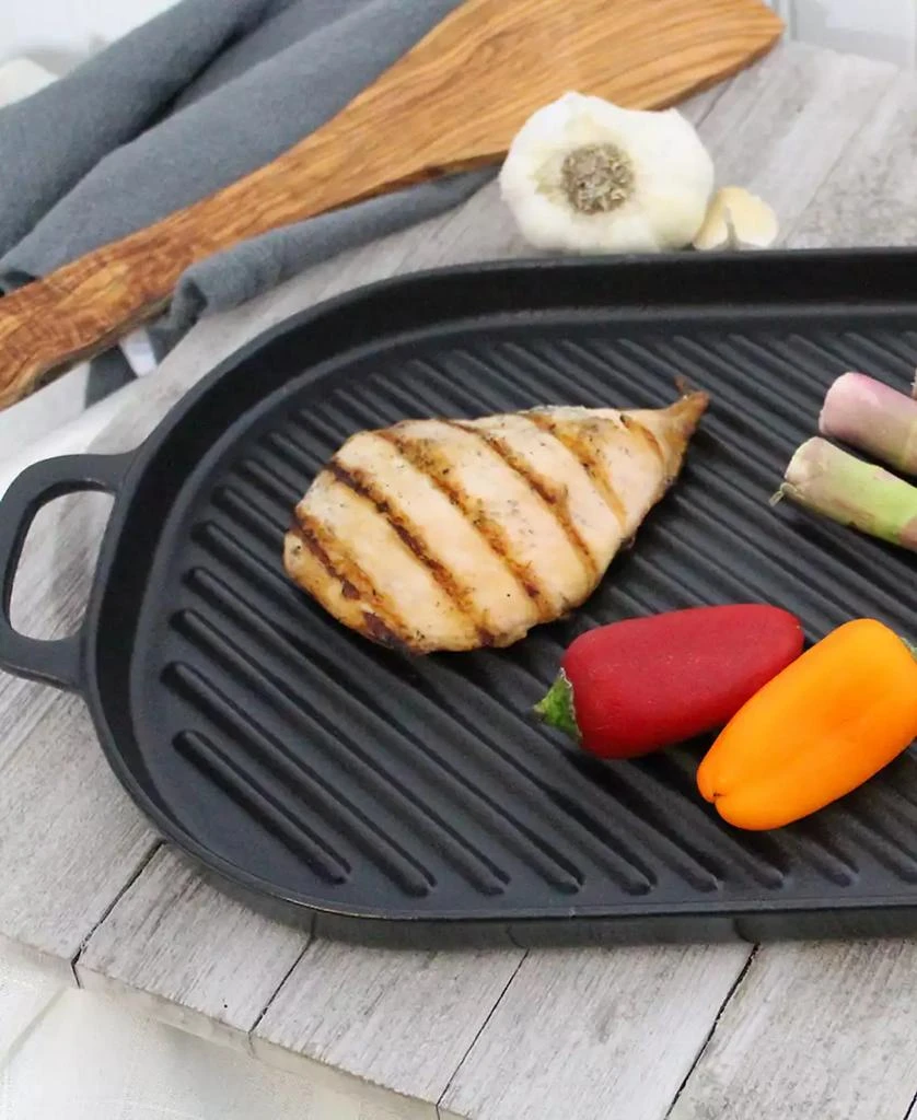 商品Chasseur|French Oval Cast Iron Grill Pan, 18-inch,价格¥1129,第4张图片详细描述