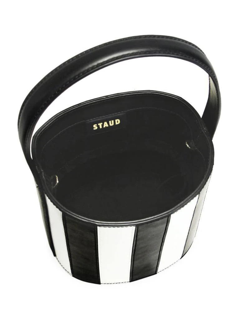 商品Staud|Bissett Striped Leather Bucket Bag,价格¥1107,第2张图片详细描述