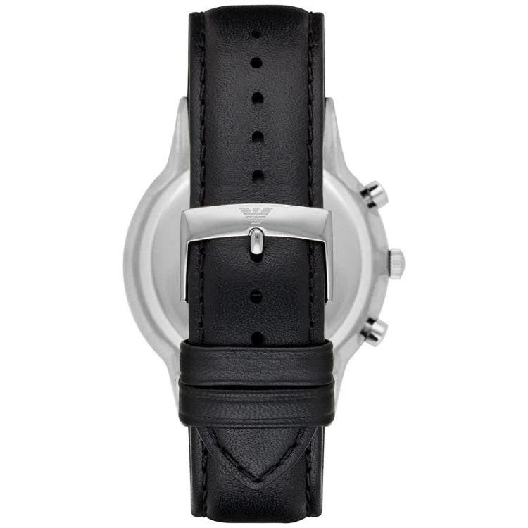 商品Emporio Armani|Men's Chronograph Renato Black Leather Strap Watch and Bracelet Gift Set 43mm AR8034,价格¥1876,第3张图片详细描述