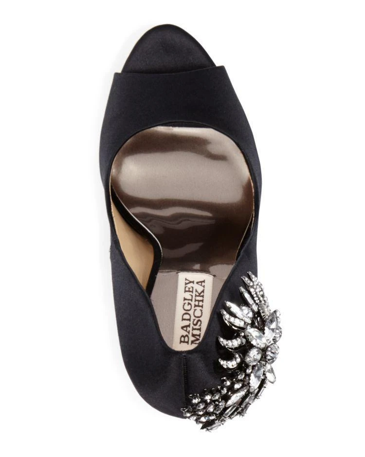 商品Badgley Mischka|丝缎露趾钻饰高跟鞋,价格¥981,第3张图片详细描述