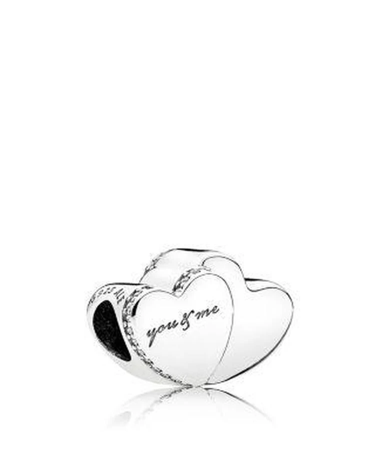 商品PANDORA|Sterling Silver & Cubic Zirconia Two Hearts Charm,价格¥286,第1张图片