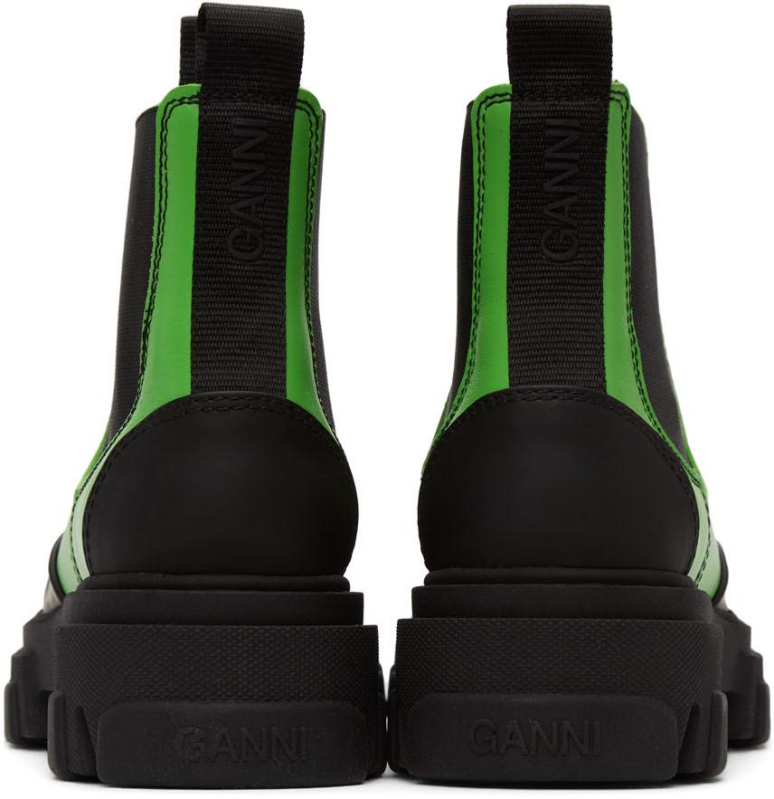Green & Black Leather Ankle Boots商品第4张图片规格展示
