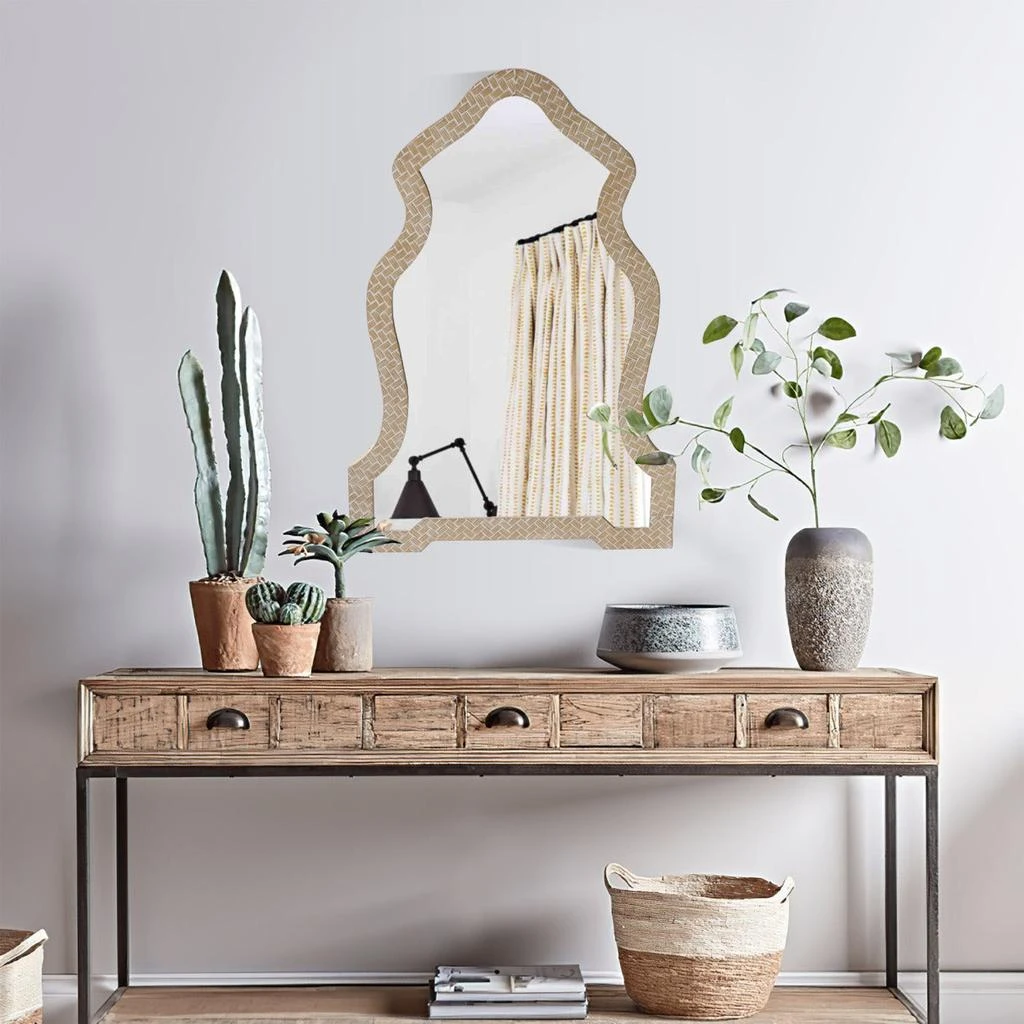 商品Simplie Fun|Scalloped Top Wooden Framed Wall Mirror,价格¥1130,第4张图片详细描述