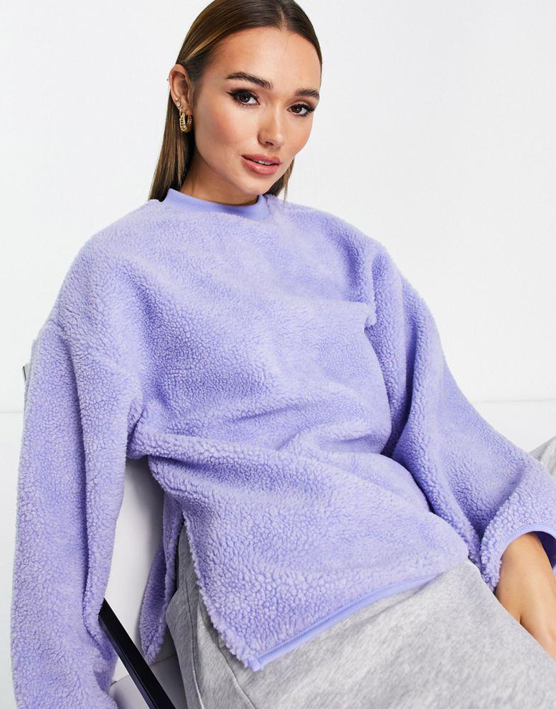 ASOS DESIGN borg fleece sweatshirt in lilac商品第3张图片规格展示