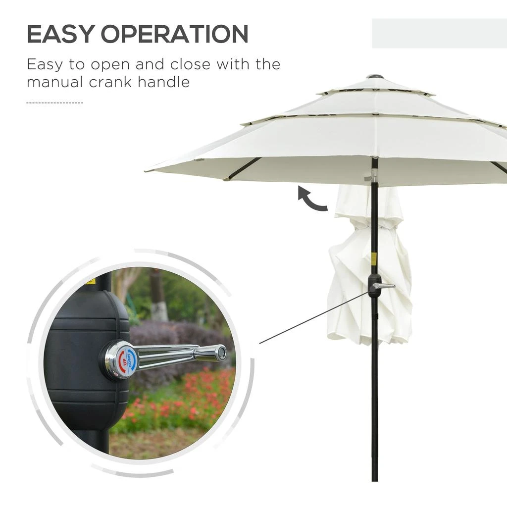 商品Streamdale Furniture|Streamdale 9FT 3 Tiers Patio Umbrella Outdoor Market Umbrella with Crank,价格¥2068,第4张图片详细描述