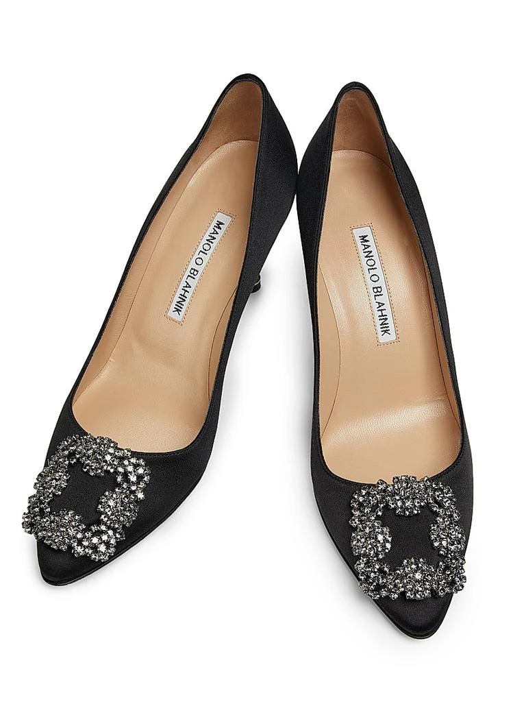 商品Manolo Blahnik|Hangisi 70MM Crystal-Embellished Satin Pumps,价格¥9658,第4张图片详细描述