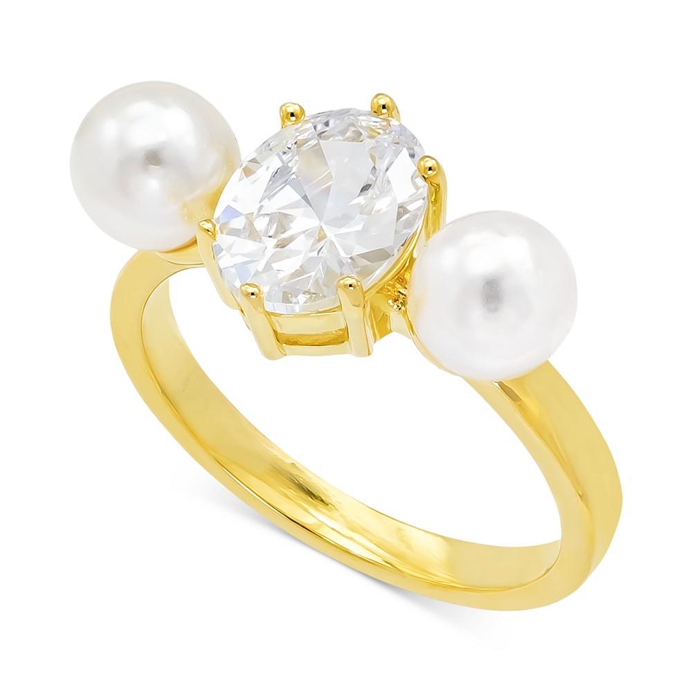 Gold-Tone Crystal & Imitation Pearl Ring, Created for Macy's商品第1张图片规格展示