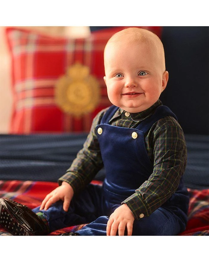 商品Ralph Lauren|Boys' Plaid Cotton Shirt & Velvet Overalls Set - Baby,价格¥570,第3张图片详细描述