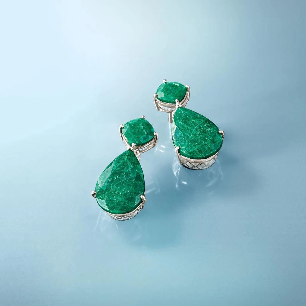 Ross-Simons Emerald Drop Earrings in Sterling Silver 商品